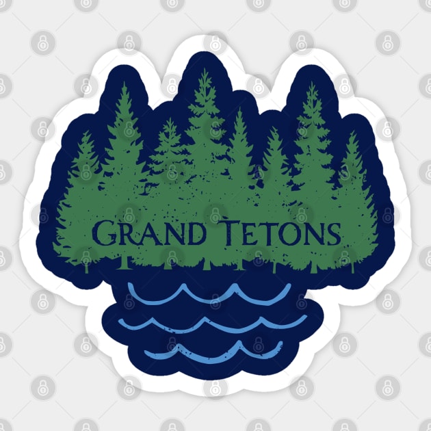 Grand Teton National Park WY Hiking Camping Tree Graphic Sticker by Pine Hill Goods